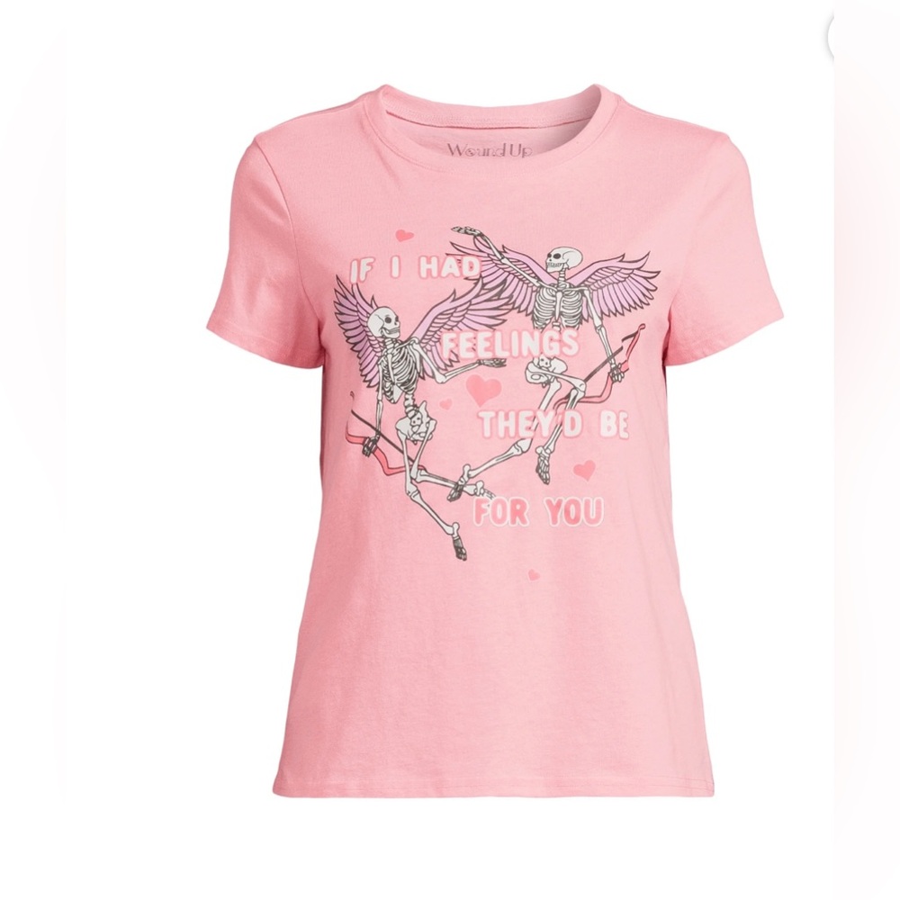 Wounding Up Pink Junior's Short Sleeve Cupid Skeletons T-Shirt